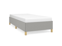 Estrutura de cama sem colchão 90x200 cm tecido cinzento-claro
