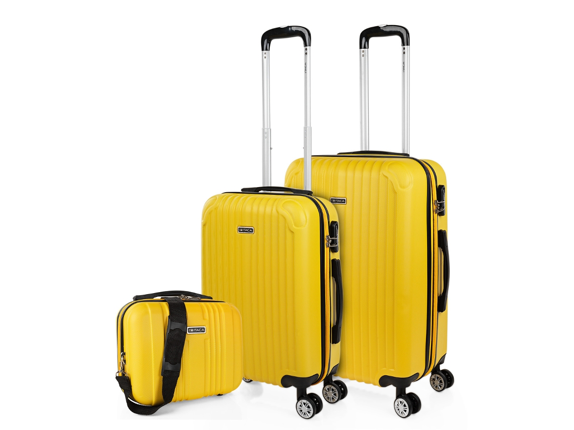 Conjunto de Malas Rígidas ITACA Sevron Amarelo Abs 41X66X27 Cm 68L