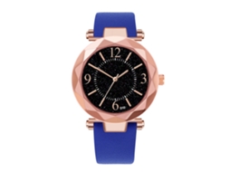 Relógio de Pulso Feminino de Quartzo com Pulseira Pu Estilo Moderno Dial Losango Azul
