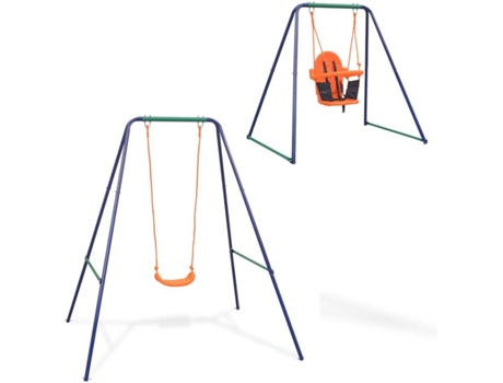 Baloiço independente e baloiço p/ bebés 2-em-1 laranja