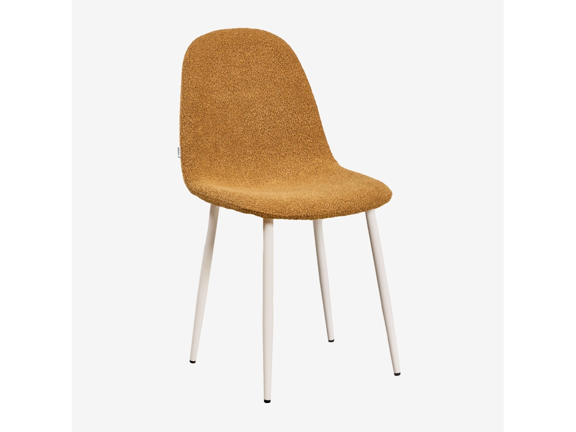 Sklum Pack De 2 Cadeiras De Jantar Glamm Poliéster     Beige Creme                  Bouclé Amarelo Mel                               Bouclé