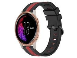 Bracelete para Garmin Venu 20Mm Faixa de Relógio de Silicone Vertical de Duas Cores Preto-Vermelho VENISYMLIS