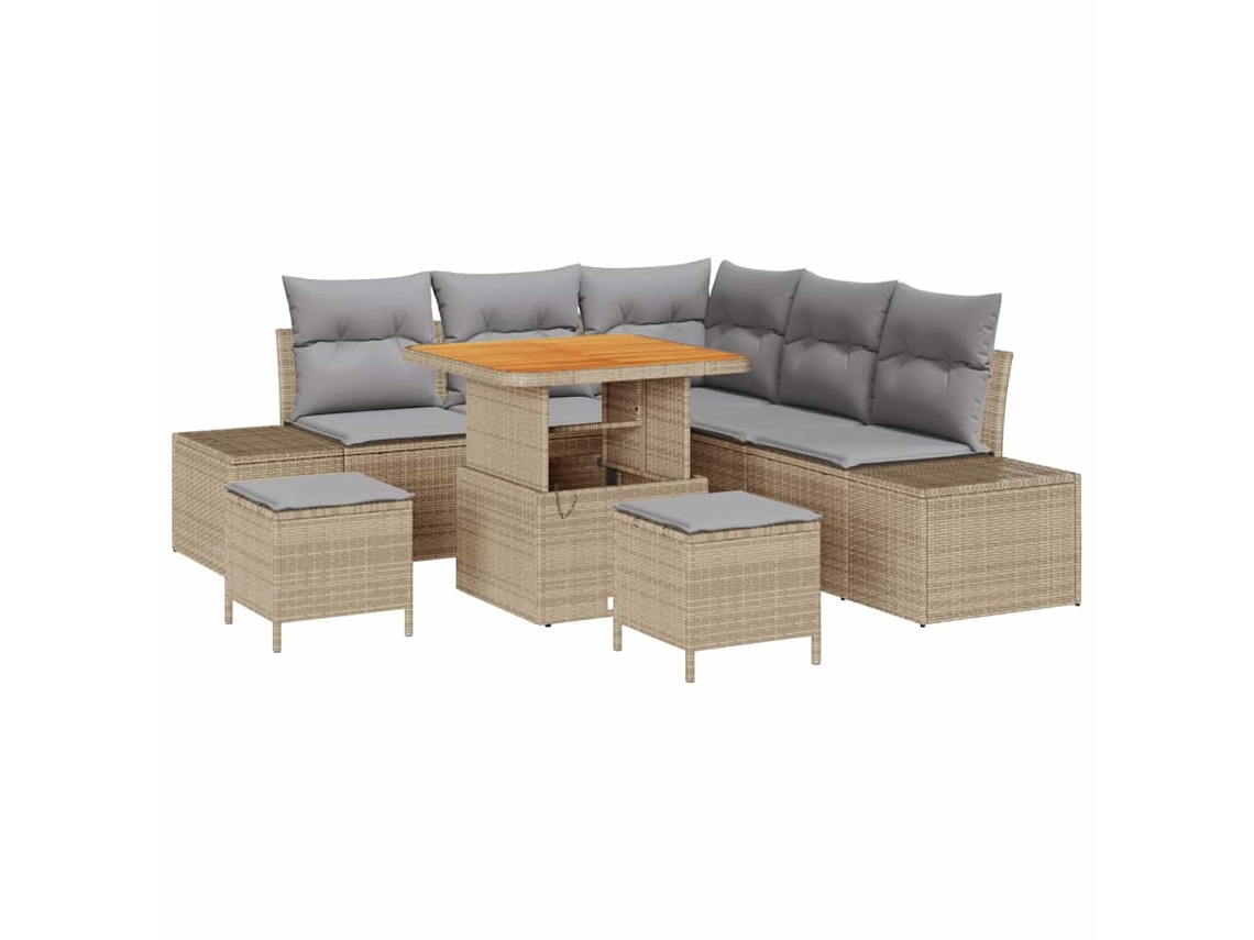 Maison Exclusive - Conjunto De Sofá De Jardim 8 Pcs Bege Rattan Sintético