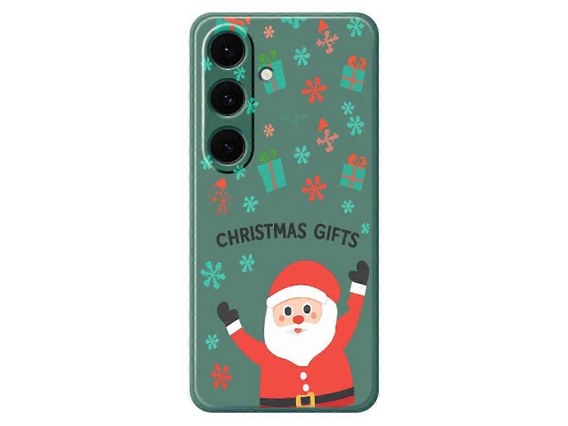 Capa Tkdaddy Para Samsung Galaxy S24 Fe, Estampa De Presente De Natal, Borda Reta, Capa Traseira De Tpu, Verde