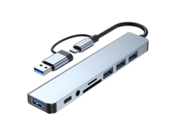 Hub Usb A Usb C 8 Em 1 Docking Station Com Leitor De Cartões Sd/tf E Porta De Áudio 3.5mm Para Pc Notebook Console