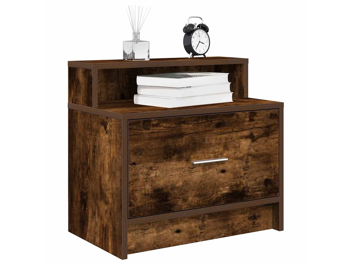 Vidaxl Mesa De Cabeceira Com Gaveta 51x31x47 Cm Carvalho Fumado