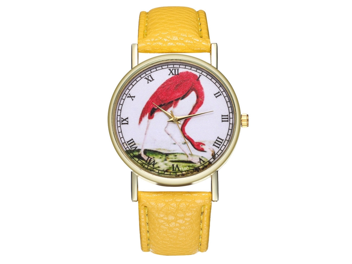 Reloj De Pulsera De Cuero De Cuarzo Analógico Redondo Para Hombres Y Mujeres Zhoulianfa (amarillo)