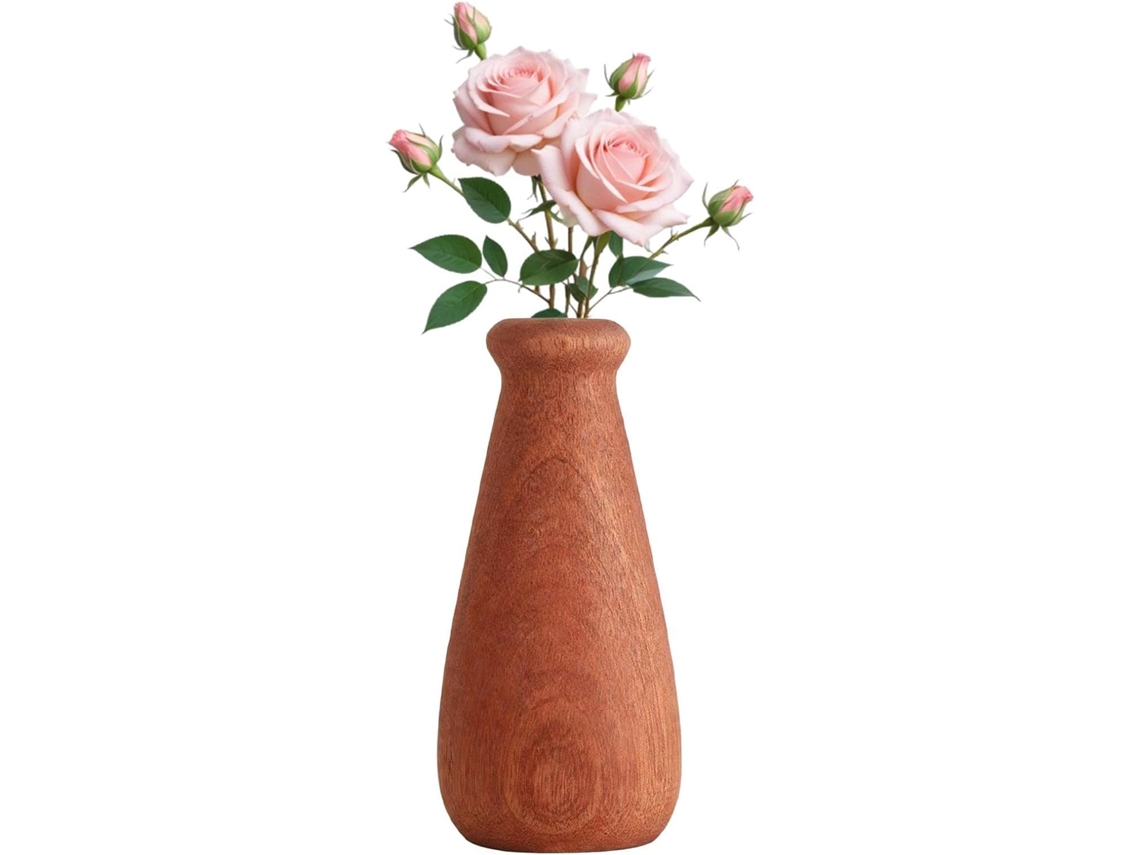 Vaso de Madeira Decorativo para Flores, Suporte Artesanal, Recipiente Galhos Secos, Peça Central CHABERLU