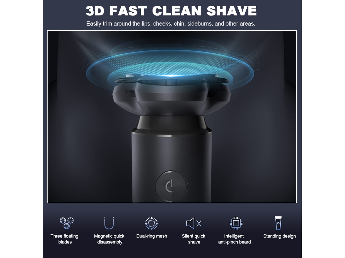 Afeitadora Eléctrica Para Homens Com Trimmer Pop-up 3d 5w Recarregável Tipo-c