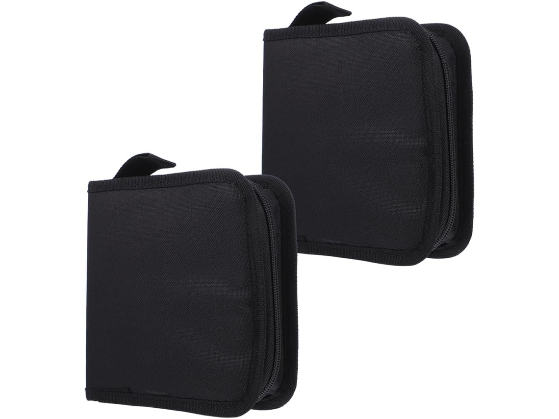 Conjunto De 2 Estojos Para Cd Em Tecido Oxford Preto, Capacidade Para 40 Discos, Bolsa Para Armazenamento De Cd/dvd
