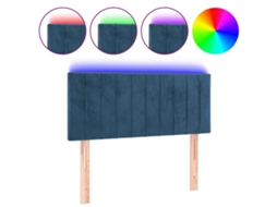 Cabeceira com luzes LED Veludo Azul Escuro MAISON EXCLUSIVE (80x5x78 cm)
