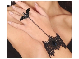 Pulseira Bordada e Anel Morcego