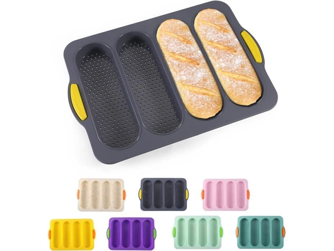 Molde De Silicone Para Baguete, 4 Baguetes, Forma Antiaderente Para Assar Pão, Cachorro Quente, Molde Para Baguete U4342