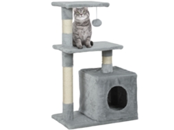 Arranhador para Gatos 50x30x81.5 Cm Centro de Atividades para Gatos com Poste de Sisal Plataformas e Caverna Cinza Ge