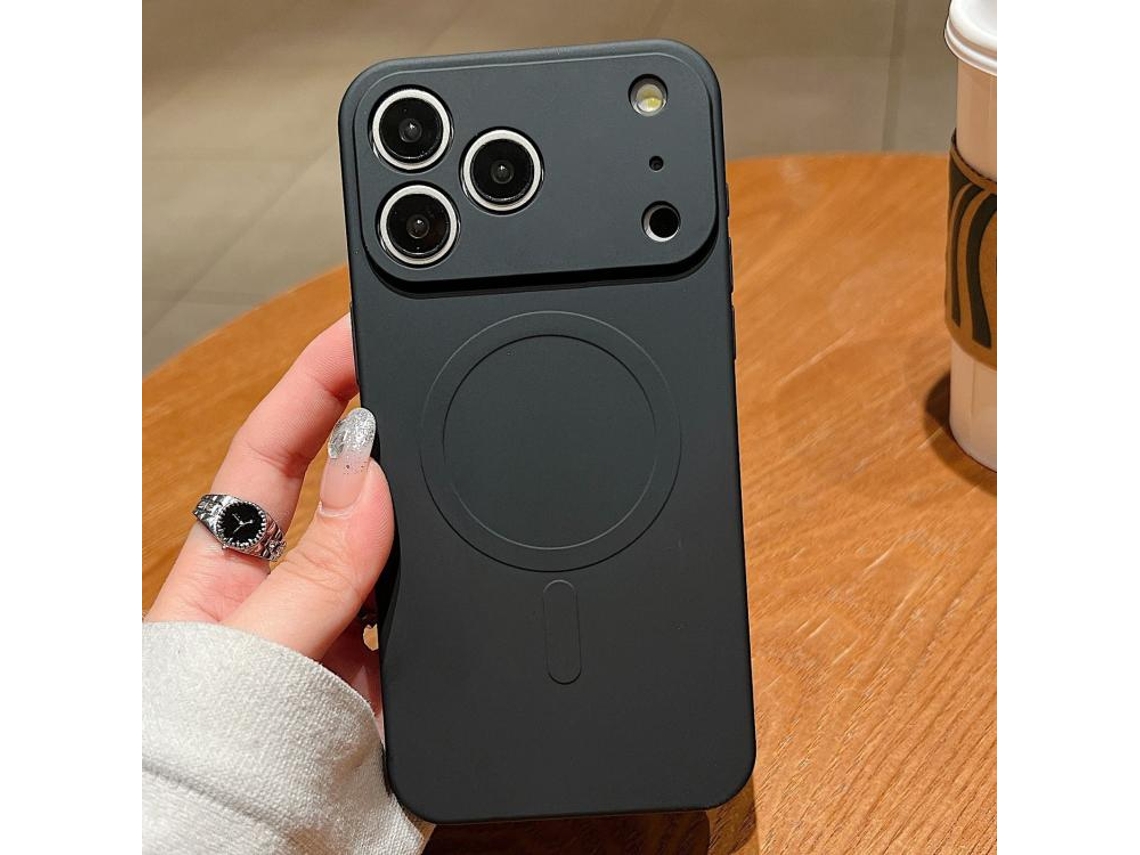 Capa Magsafe Para Iphone 17 Pro Max - Silicone Líquido Com Cor Sólida | Magnética - Preta