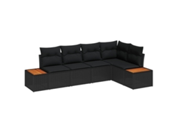 Maison Exclusive - Conjunto De Sofá De Jardim 5 Pcs Preto Rattan Sintético