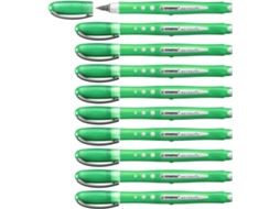 Caneta esferográfica cilíndrica verde colorida STABILO Worker 10 peças