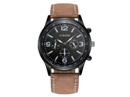 Relógio de pulso masculino casual analógico de quartzo com pulseira clássica de PU.