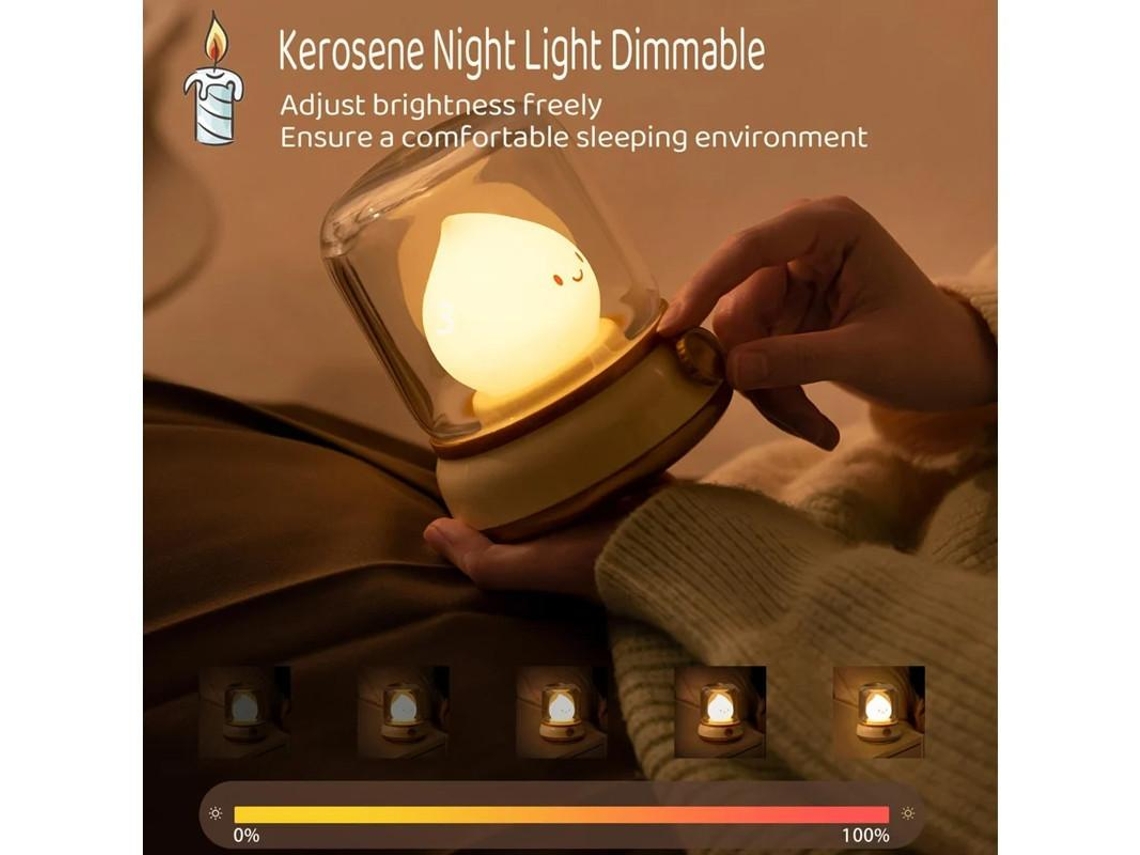 Luz Noturna De Querosene Fofa Luz Aconchegante Luz Noturna Recarregável Lâmpada De Chuveiro Decoração Adorável Luzes Noturnas Para Yizhood