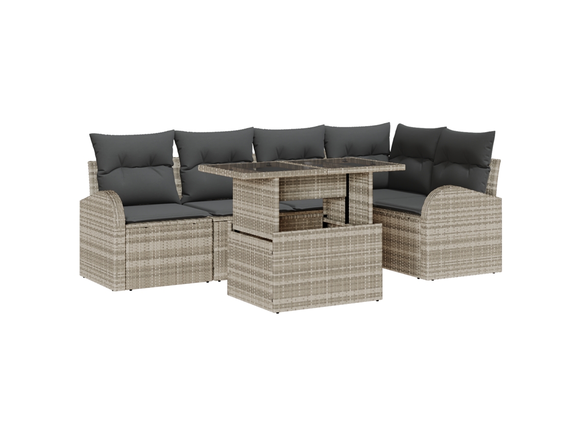 Conjunto 6 Móveis De Jardim Vidaxl Cinzento-claro Vime Pe (100 X 55 X 73 Cm)