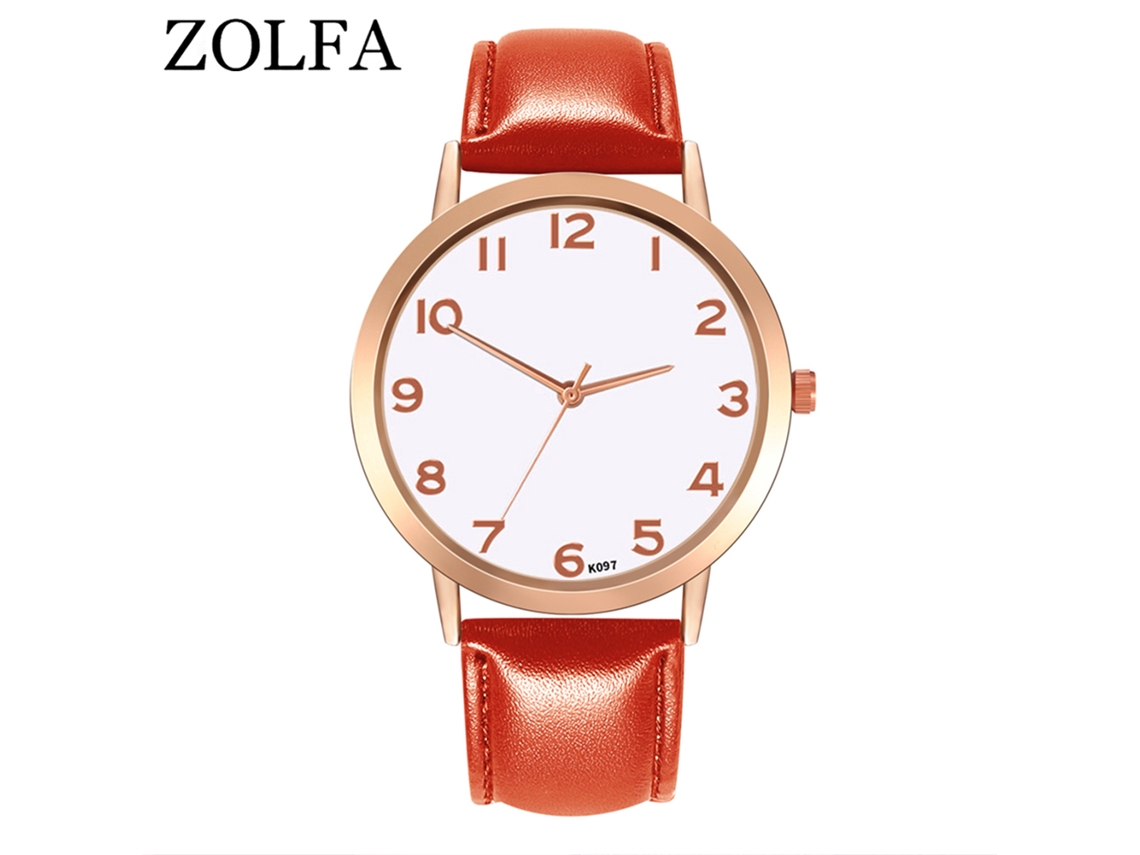 Relógio de Pulso de Quartzo para Homem e Mulher com Mostrador Redondo Elegante (red)