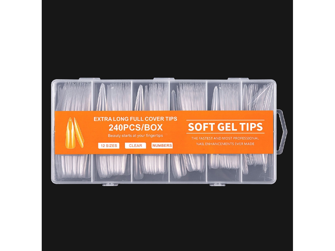 Adesivos de Unhas Falsas 240Pcs Transparentes em Caixa Feitos de Abs RNEMITERY