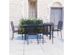 Vidaxl 7 Pcs Conjunto De Jantar Para Jardim Vidro E Aço Preto