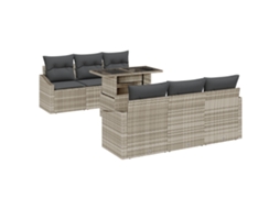 Conjunto 7 Sofá De Jardim Vidaxl Cinzento-claro Vime Pe (100 X 55 X 73 Cm)