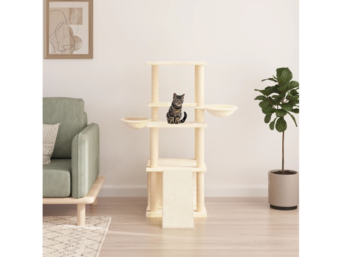 Vidaxl Árvore C/ Postes Arranhadores Sisal 133 Cm Cor Creme