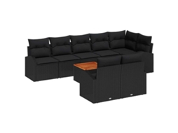 Conjunto de sofá de jardim 9 peças Preto Vime Pe MAISON EXCLUSIVE