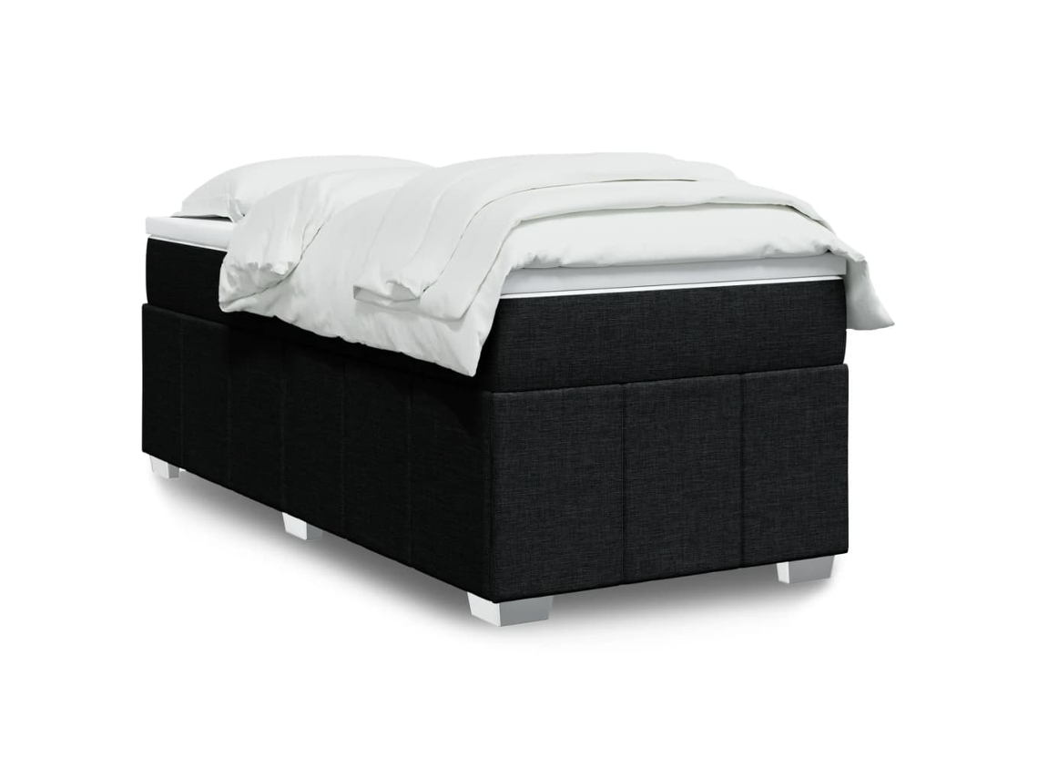Vidaxl Cama Com Molas/colchão 90x200 Cm Tecido Preto