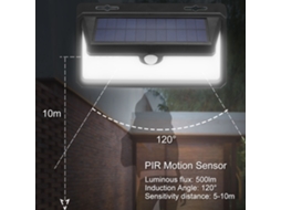Luz Solar de Parede com Sensor de Movimento PIR, 97 LEDs, IP65