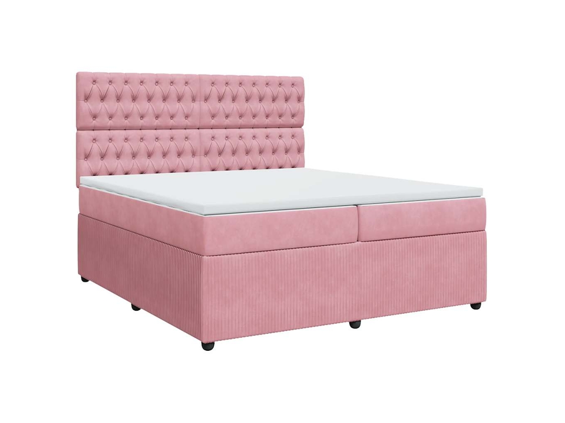 Cama com Molas/colchão 200x200 Cm Veludo Rosa MAISON EXCLUSIVE