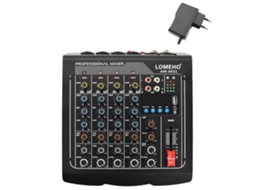 Misturador De Áudio Lomeho, 6 Canais, Receptor Bluetooth, Reprodução E Gravação Usb,preto