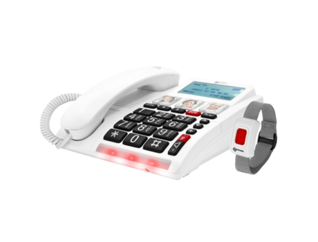 Telefone Para Idosos Chaves Grandes Amplificadas E Pulseira Sos Cl9001 Branco Geemarc