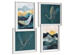 Galeria De Pinturas Murais Vistas Urbanas Da Grécia, Canadá E Austrália Moldura Branca Quadros Para A Sala De Estar Espelharte (conjunto De 4 Imagens)