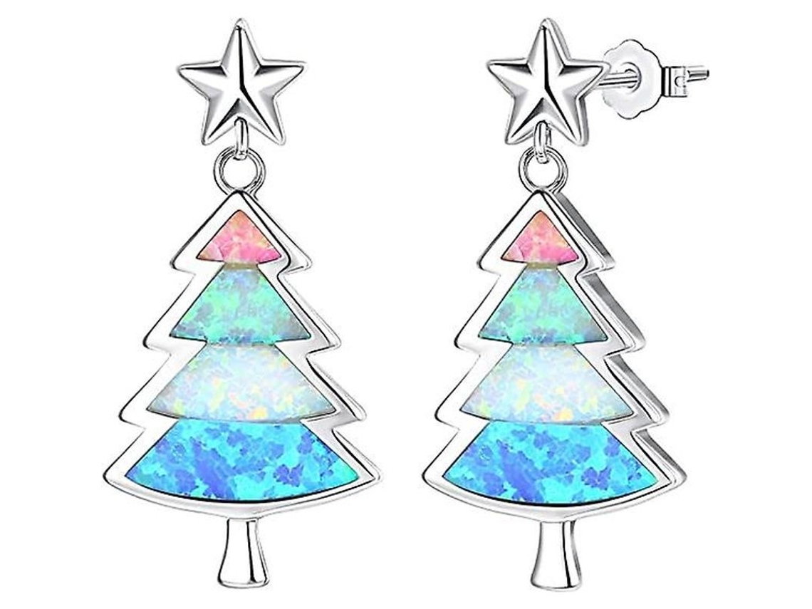 Brincos Nova Line de Árvore de Natal Opal com Caixa Presente