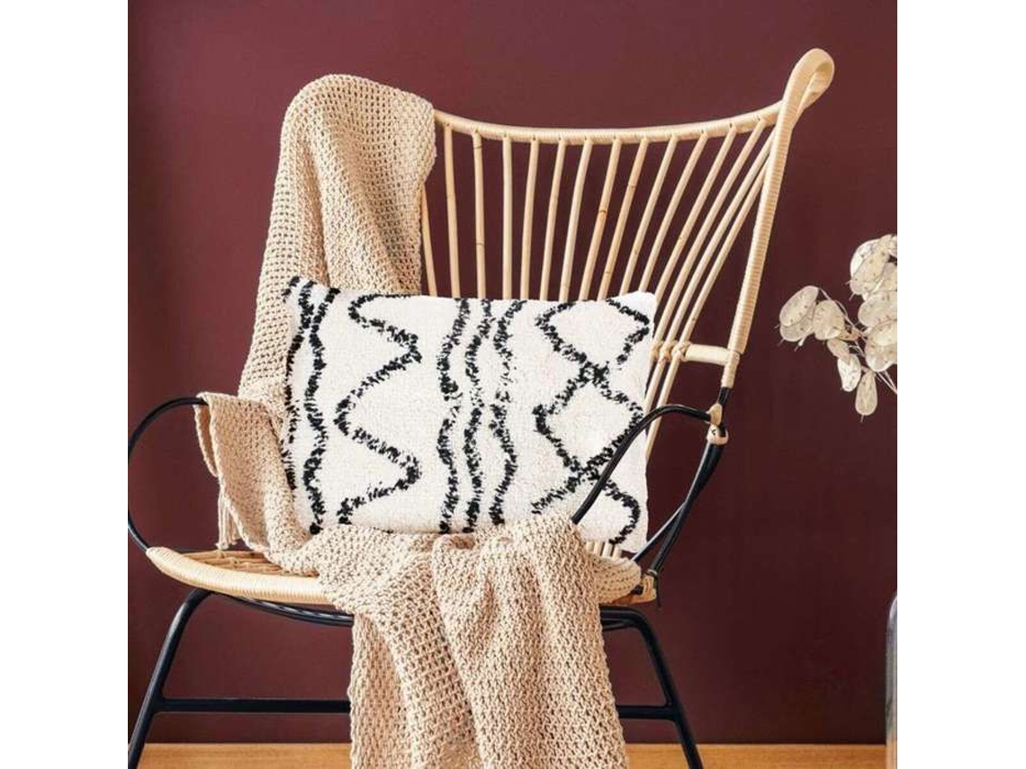Cushion - The Deco Factory - Berbere Ethno - Bege Natural E Preto - 100% Algodão - 40x60 Cm