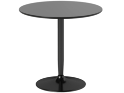 Mesa de jantar para 2 pessoas, redonda, Ø80cm, em MDF e aço, antiderrapante, grossa, com 75cm de altura.