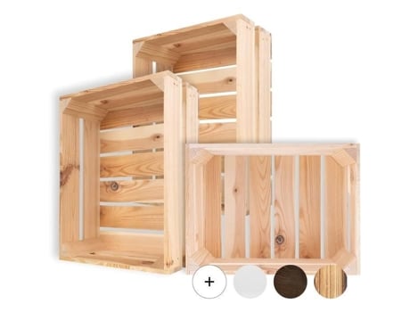 Conjunto de decoração criativa de 3 caixas de madeira natural | 40x30x15cm | Caixa de armazenamento de madeira | Caixa de madeira vintage | Caixa de m