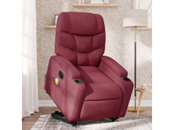 Vidaxl Poltrona Elevatória De Massagens Elétrica Tecido Vermelho Tinto