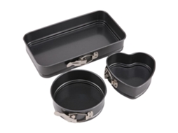 Mini Forma de Mola Antiaderente com Fundo Removível 3 Peças Moldes de Bolo Pequeno