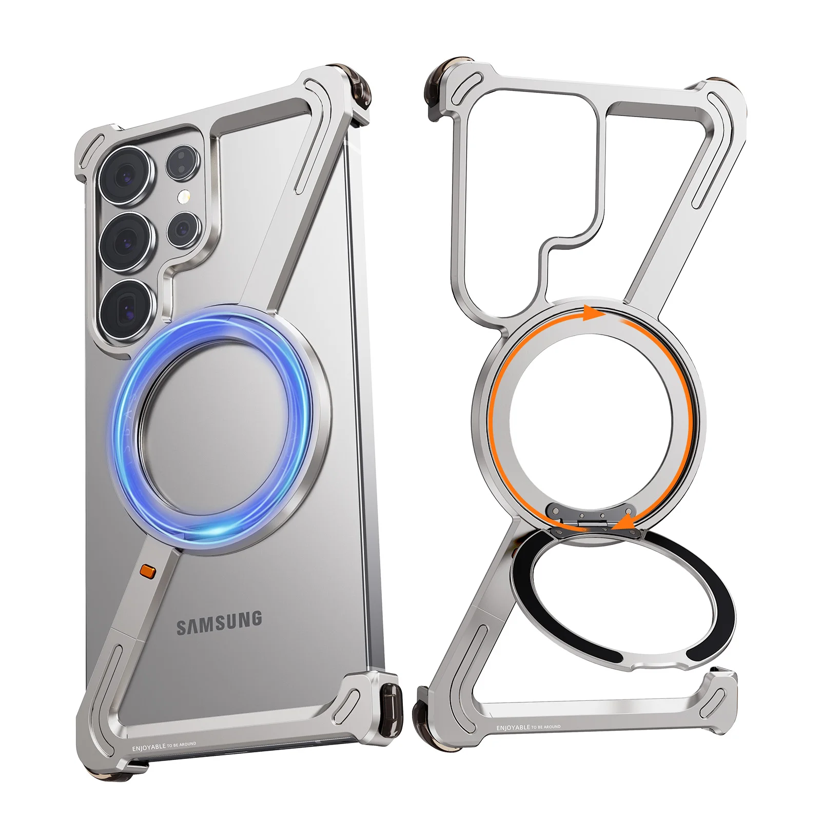 Capa Para Celular (titanium Galaxy S24 Ultra) Com Suporte Magnético Giratório De 360°, Capa Ultrafina À Prova De Choque.