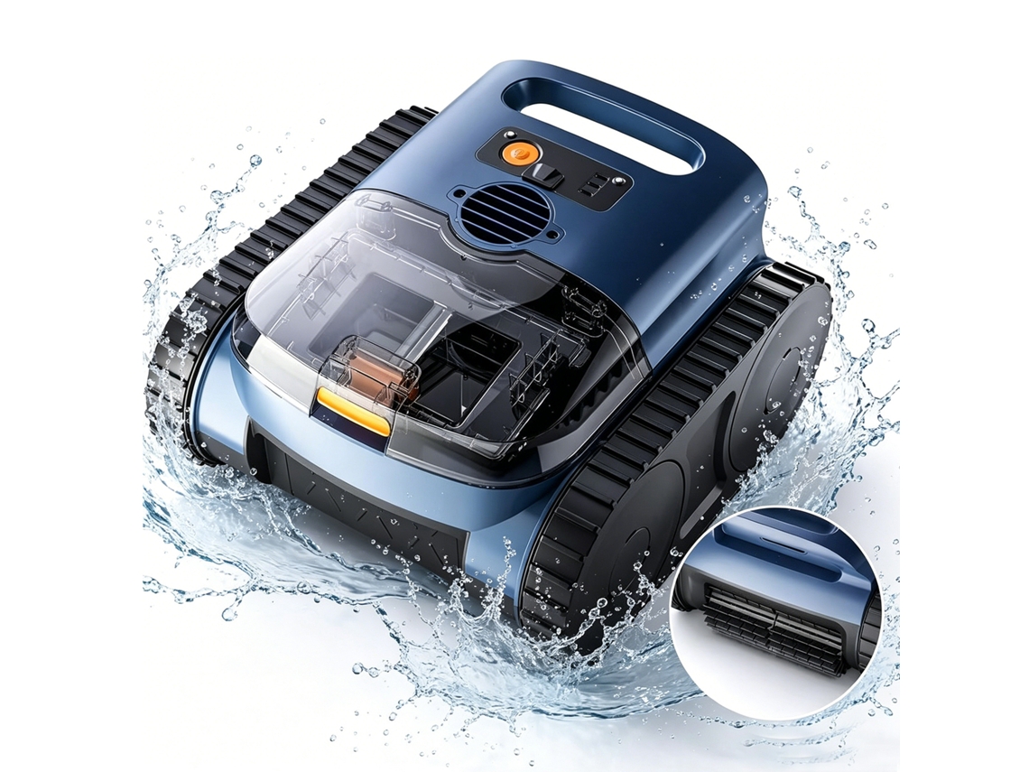 Robô Aspirador De Piscina Sem Fios, Para Paredes E Linhas De Água, 180min Autonomía Hasta 200m², Dupla Filtragem Ultrafina, Cesto Grande De 3 Litros