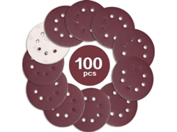 100 peças de lixa de 125 mm, grão 320, lixa de 8 furos, ideal para lixar/polir para lixadeira orbital aleatória KLB