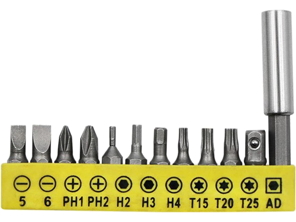 Conjunto De 12 Bits Chave Fenda Com Haste Extensora Hexagonal Para