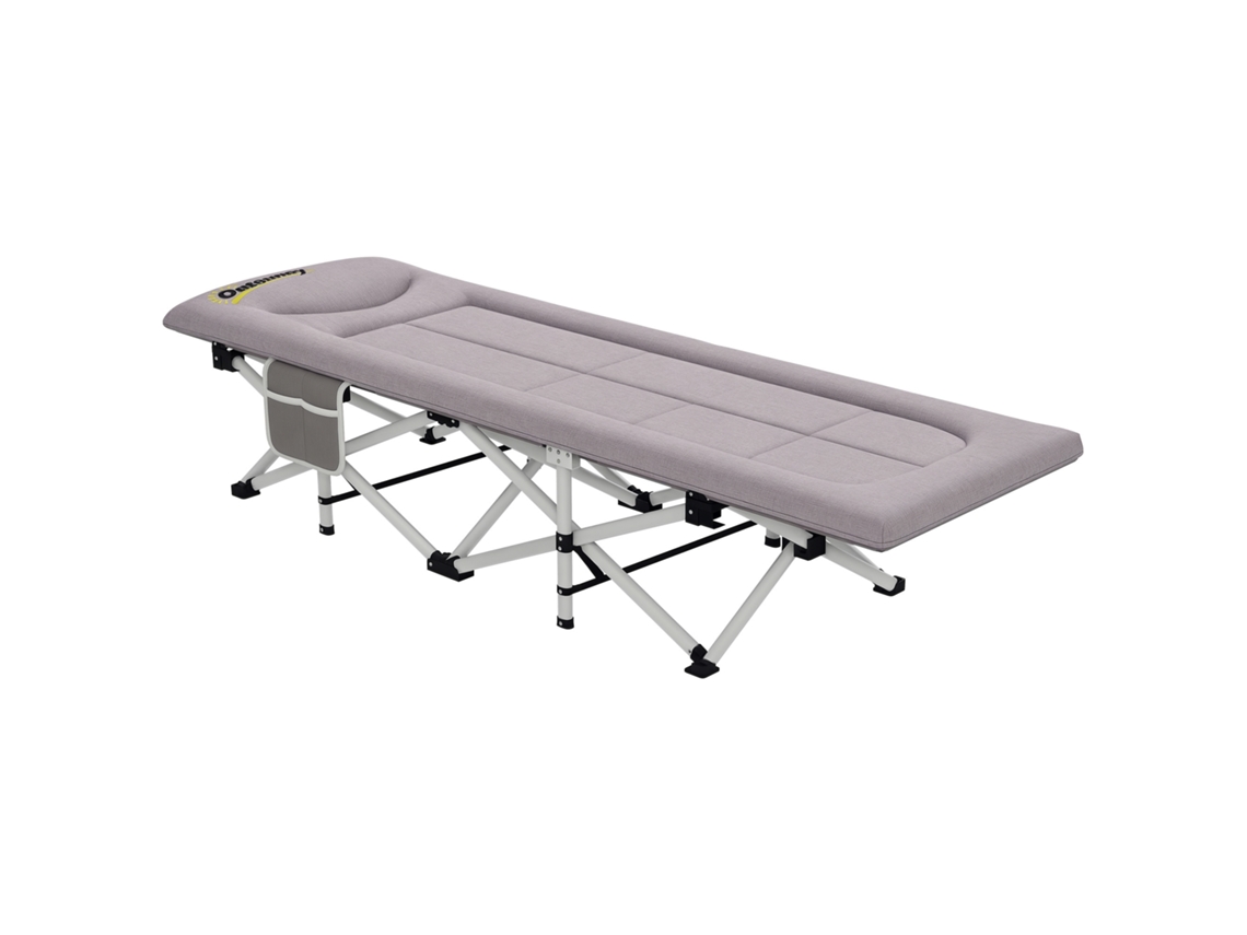 Cama de casal para camping, sólida, suporta 200 kg, estrutura metálica resistente a ferrugem, 200x65x42cm, cinza