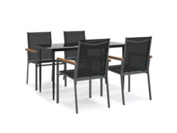 Vidaxl 5 Pcs Conjunto De Jantar Para Jardim Textilene E Aço Preto