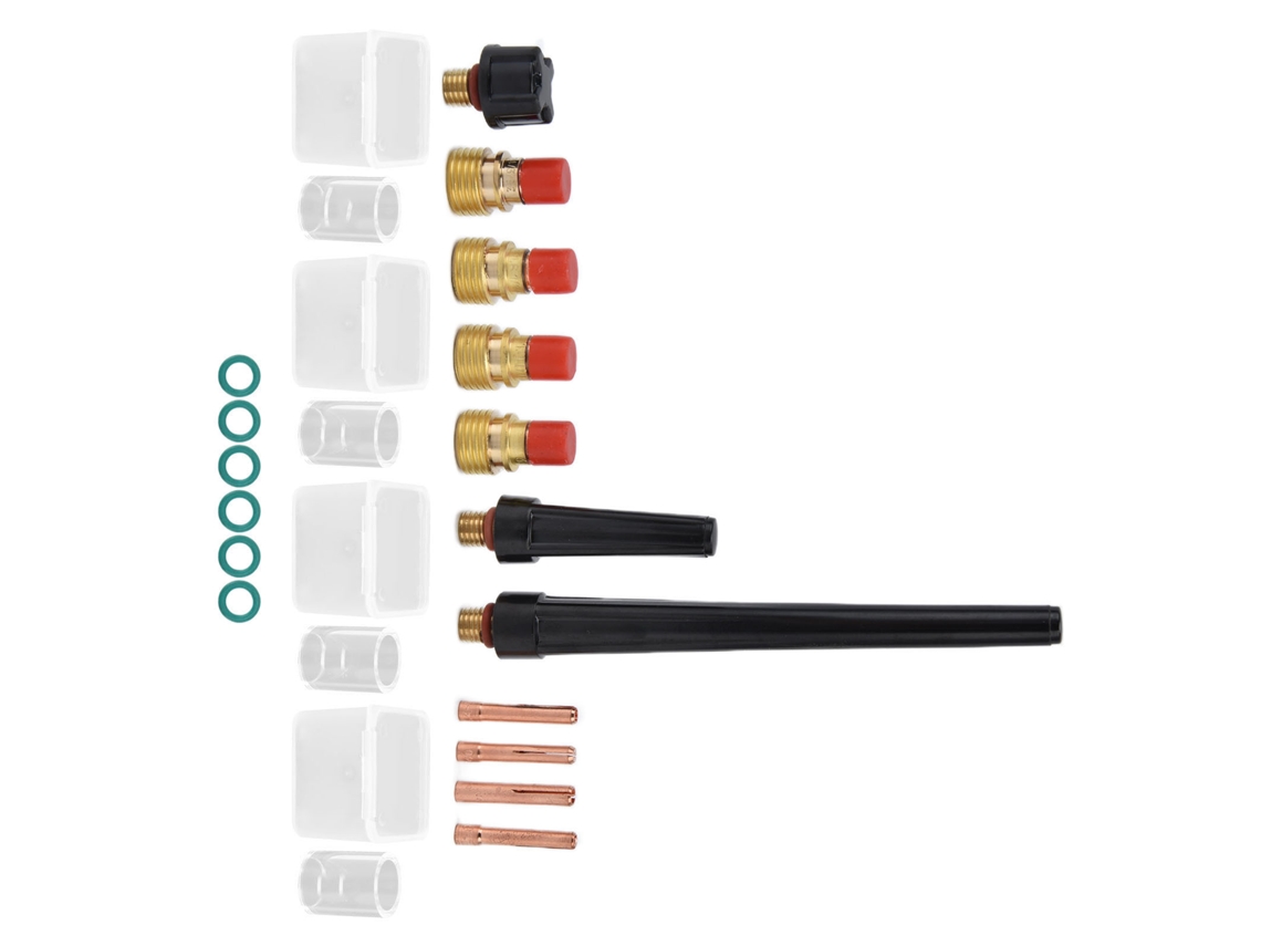 Kit De Acessórios Para Soplete Tig 21 Peças: Coleteras, Copas De Vidro, Taponeras Para Modelos Wp‑9 20 25 300a