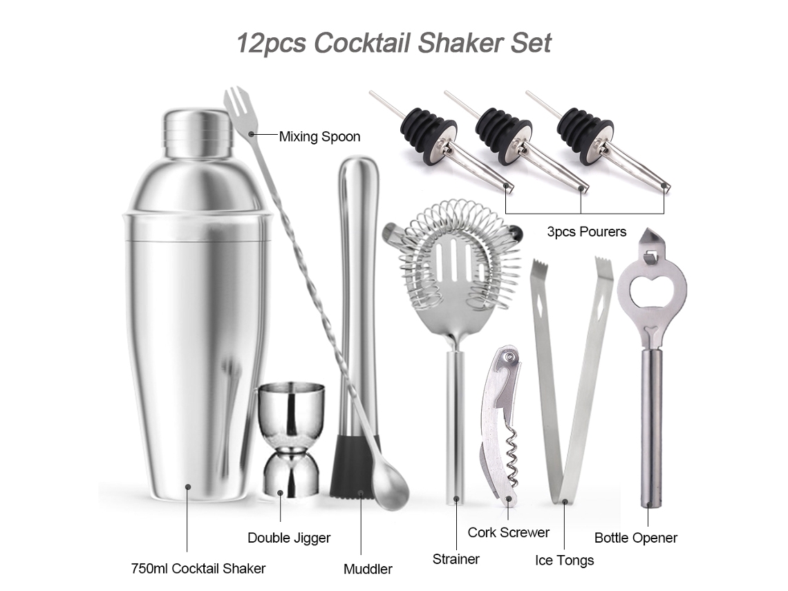 Kit de Coquetéis 12 Peças com Suporte 750ml
